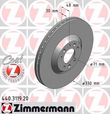 Otto Zimmermann 440.3119.20 Front brake disc ventilated 440311920