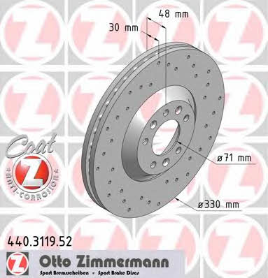 Otto Zimmermann 440.3119.52 Front brake disc ventilated 440311952