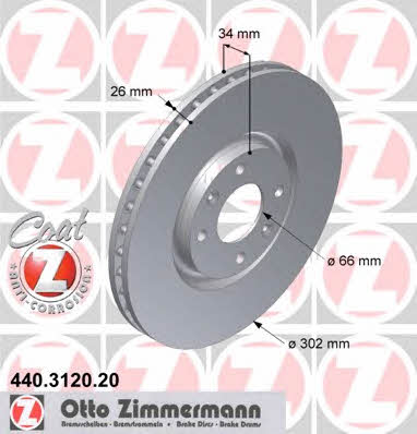 Otto Zimmermann 440.3120.20 Front brake disc ventilated 440312020
