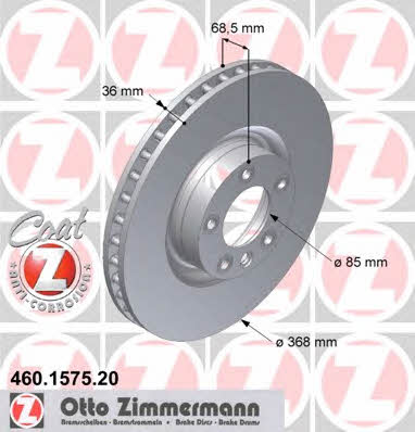 Otto Zimmermann 460.1575.20 Front brake disc ventilated 460157520