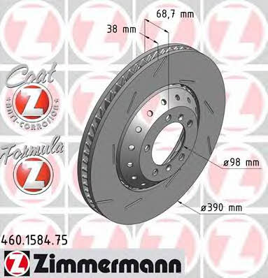 Otto Zimmermann 460.1584.75 Ventilated front left brake disc 460158475