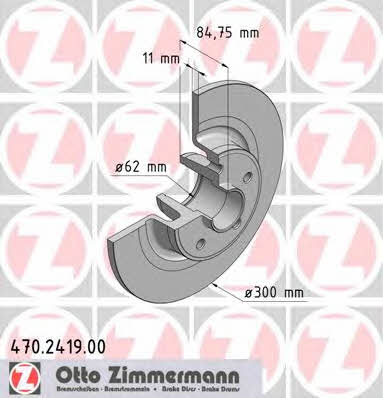 Otto Zimmermann 470.2419.00 Rear brake disc, non-ventilated 470241900