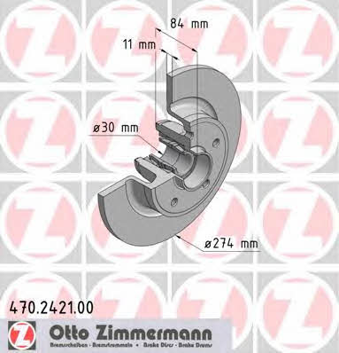 Otto Zimmermann 470.2421.00 Rear brake disc, non-ventilated 470242100
