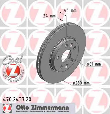 Otto Zimmermann 470.2437.20 Front brake disc ventilated 470243720