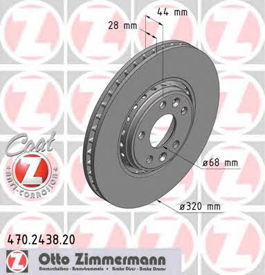 Front vented brake disc Otto Zimmermann 470.2438.20
