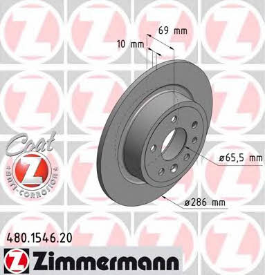 Otto Zimmermann 480.1546.20 Rear brake disc, non-ventilated 480154620