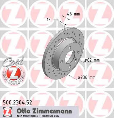 Otto Zimmermann 500.2304.52 Brake disc 500230452