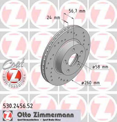 Otto Zimmermann 530.2456.52 Front brake disc ventilated 530245652