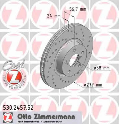 Front vented brake disc Otto Zimmermann 530.2457.52
