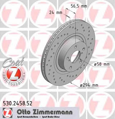Front vented brake disc Otto Zimmermann 530.2458.52