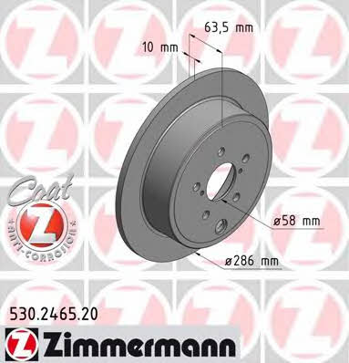 Otto Zimmermann 530.2465.20 Rear brake disc, non-ventilated 530246520