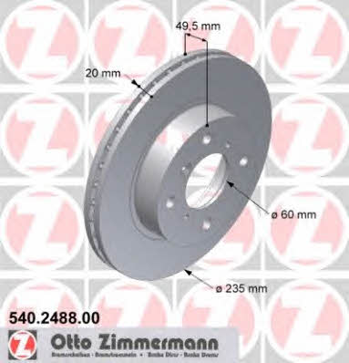 Otto Zimmermann 540.2488.00 Front brake disc ventilated 540248800