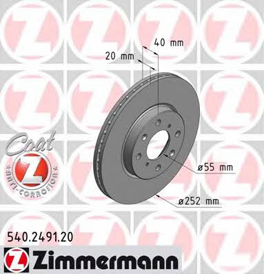 Otto Zimmermann 540.2491.20 Front brake disc ventilated 540249120