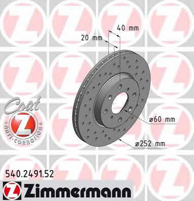 Otto Zimmermann 540.2491.52 Brake disc 540249152