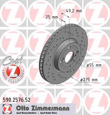 Otto Zimmermann 590.2576.52 Front brake disc ventilated 590257652
