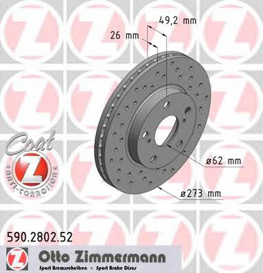 Otto Zimmermann 590.2802.52 Front brake disc ventilated 590280252