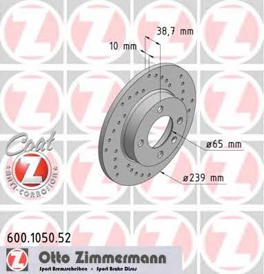 Otto Zimmermann 600.1050.52 Brake disc 600105052