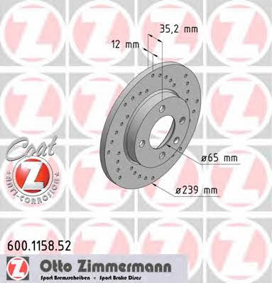 Otto Zimmermann 600.1158.52 Brake disc 600115852