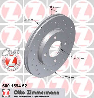 Otto Zimmermann 600.1594.52 Front brake disc ventilated 600159452
