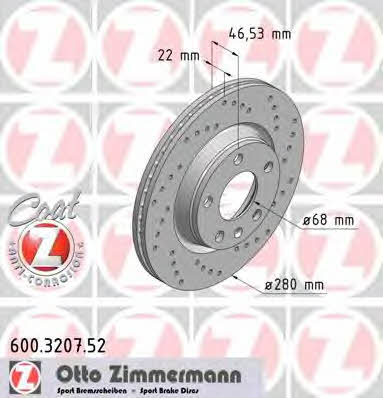Otto Zimmermann 600.3207.52 Front brake disc ventilated 600320752