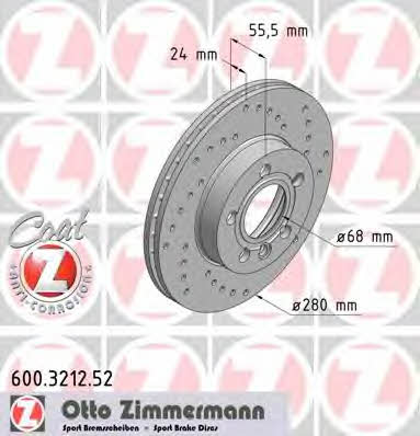 Otto Zimmermann 600.3212.52 Front brake disc ventilated 600321252