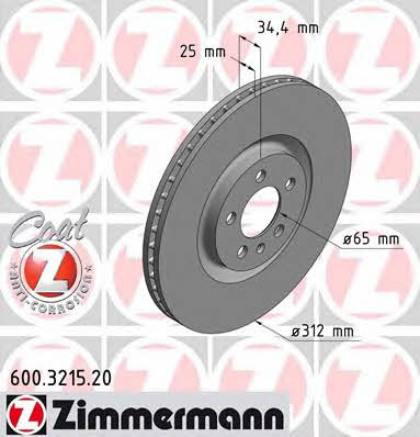 Otto Zimmermann 600.3215.20 Front brake disc ventilated 600321520