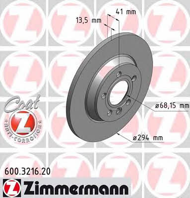 Otto Zimmermann 600.3216.20 Rear brake disc, non-ventilated 600321620