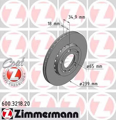 Front vented brake disc Otto Zimmermann 600.3218.20