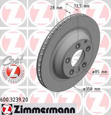 Otto Zimmermann 600.3239.20 Rear ventilated brake disc 600323920