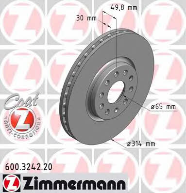 Otto Zimmermann 600.3242.20 Front brake disc ventilated 600324220