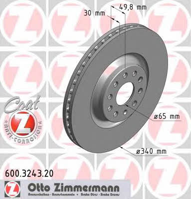 Front vented brake disc Otto Zimmermann 600.3243.20
