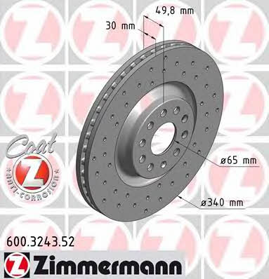 Front vented brake disc Otto Zimmermann 600.3243.52