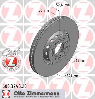 Otto Zimmermann 600.3245.20 Front brake disc ventilated 600324520