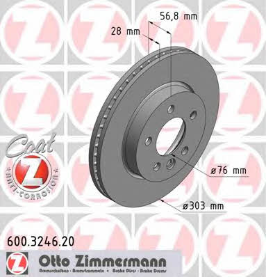 Otto Zimmermann 600.3246.20 Front brake disc ventilated 600324620