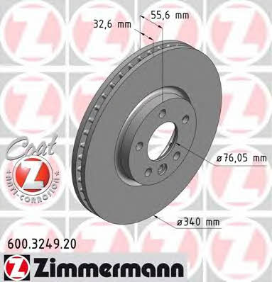 Otto Zimmermann 600.3249.20 Front brake disc ventilated 600324920