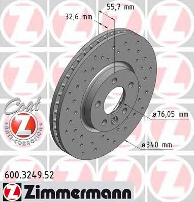 Otto Zimmermann 600.3249.52 Front brake disc ventilated 600324952