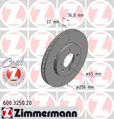 Otto Zimmermann 600.3250.20 Front brake disc ventilated 600325020