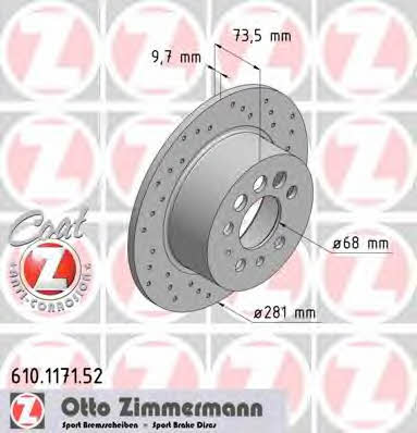 Otto Zimmermann 610.1171.52 Brake disc 610117152
