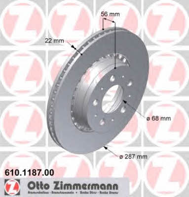 Otto Zimmermann 610.1187.00 Front brake disc ventilated 610118700