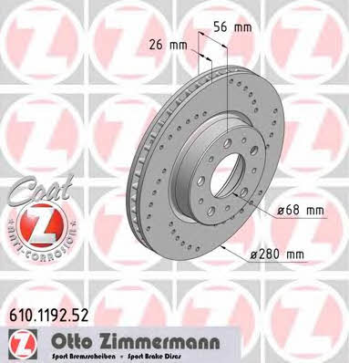 Otto Zimmermann 610.1192.52 Brake disc 610119252