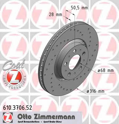 Otto Zimmermann 610.3706.52 Brake disc 610370652