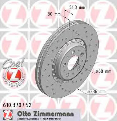 Otto Zimmermann 610.3707.52 Front brake disc ventilated 610370752