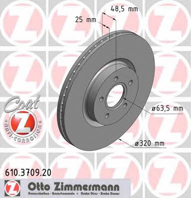 Otto Zimmermann 610.3709.20 Front brake disc ventilated 610370920