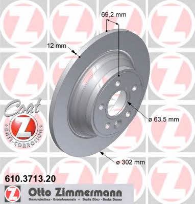 Otto Zimmermann 610.3713.20 Rear brake disc, non-ventilated 610371320