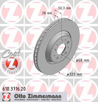 Otto Zimmermann 610.3716.20 Front brake disc ventilated 610371620