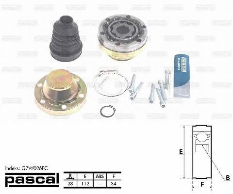 Pascal G7W026PC Constant Velocity Joint (CV joint), internal, set G7W026PC