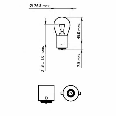 Glow bulb P21W 12V 21W Philips 12498LLECOCP