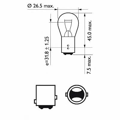 Philips 12499EDBW Glow bulb P21/5W 12V 21/5W 12499EDBW