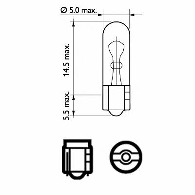 Glow bulb WBT5 12V 1W Philips 12521CP
