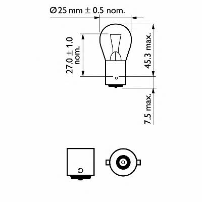 Philips 12445CP Glow bulb Stop P25 12V 18W 12445CP